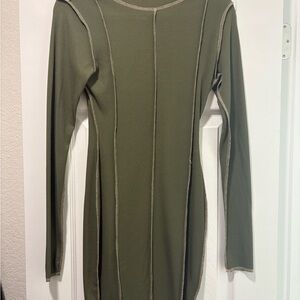 PrettyLittleThing Khaki Olive Long Sleeve Dress